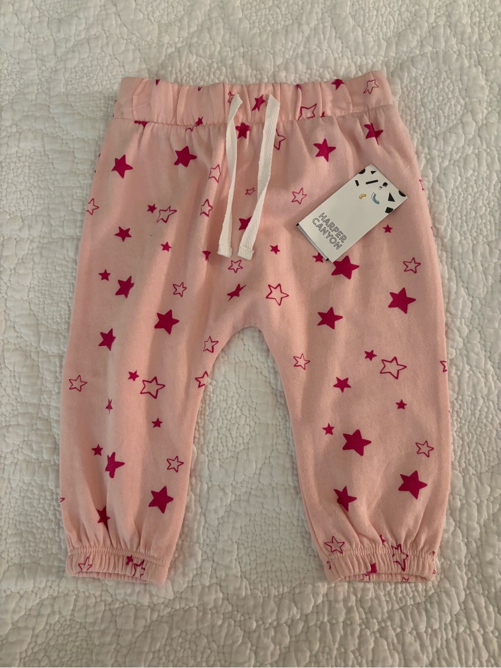 Harper Canyon Pink Jogger Pants with Fuchsia Stars